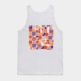 Geometric pattern mid century modern orange blue Tank Top